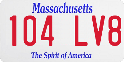 MA license plate 104LV8