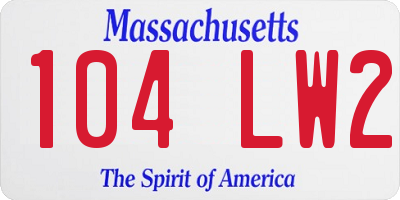 MA license plate 104LW2