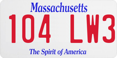 MA license plate 104LW3