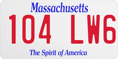 MA license plate 104LW6
