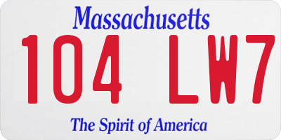 MA license plate 104LW7