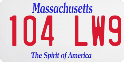 MA license plate 104LW9