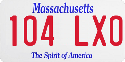 MA license plate 104LX0