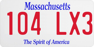 MA license plate 104LX3