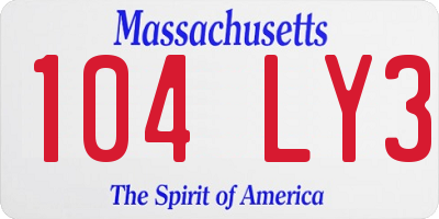 MA license plate 104LY3