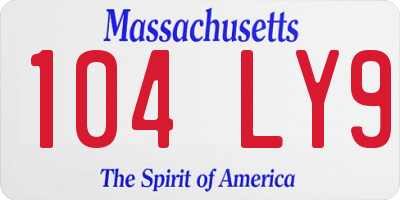 MA license plate 104LY9