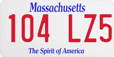 MA license plate 104LZ5