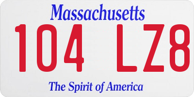 MA license plate 104LZ8
