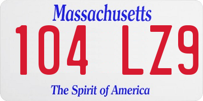 MA license plate 104LZ9