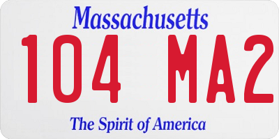 MA license plate 104MA2