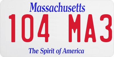 MA license plate 104MA3