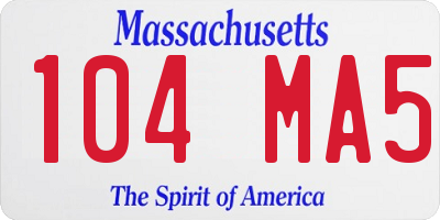 MA license plate 104MA5