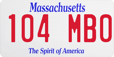 MA license plate 104MB0