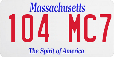 MA license plate 104MC7