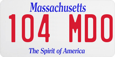 MA license plate 104MD0