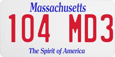 MA license plate 104MD3