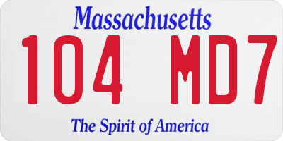 MA license plate 104MD7