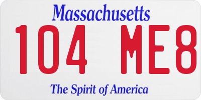 MA license plate 104ME8