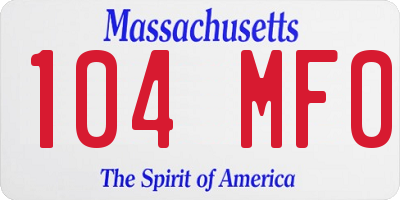 MA license plate 104MF0