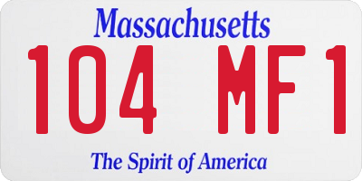 MA license plate 104MF1