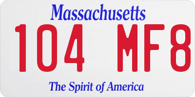 MA license plate 104MF8