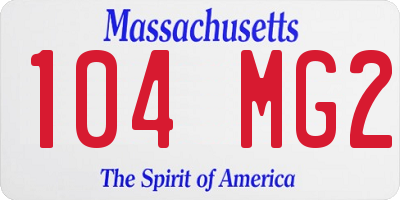 MA license plate 104MG2