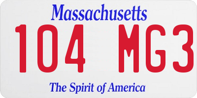 MA license plate 104MG3