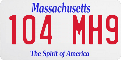 MA license plate 104MH9