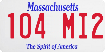 MA license plate 104MI2