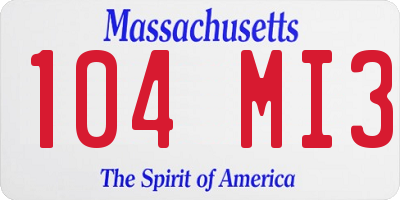 MA license plate 104MI3
