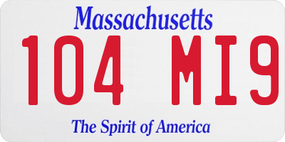MA license plate 104MI9