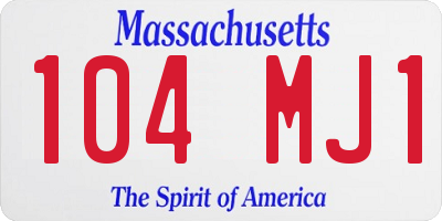 MA license plate 104MJ1