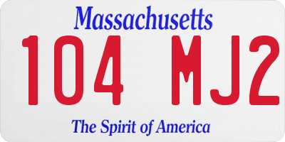 MA license plate 104MJ2