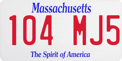 MA license plate 104MJ5