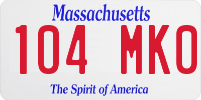 MA license plate 104MK0
