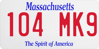 MA license plate 104MK9