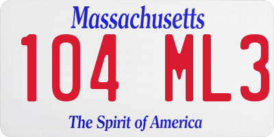 MA license plate 104ML3