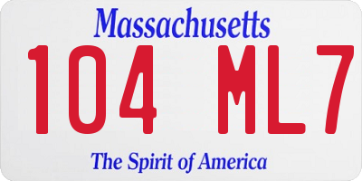 MA license plate 104ML7