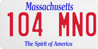 MA license plate 104MN0