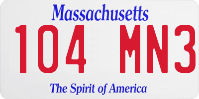 MA license plate 104MN3