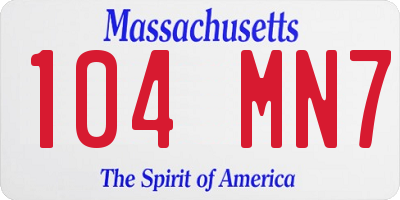 MA license plate 104MN7