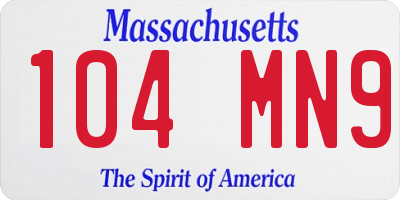MA license plate 104MN9