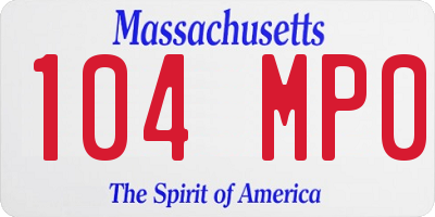 MA license plate 104MP0