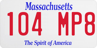 MA license plate 104MP8