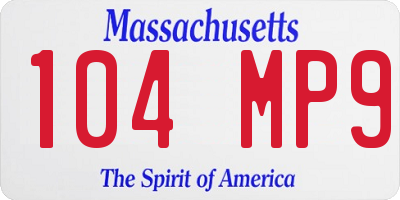 MA license plate 104MP9