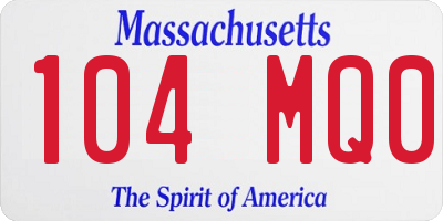 MA license plate 104MQ0