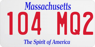 MA license plate 104MQ2