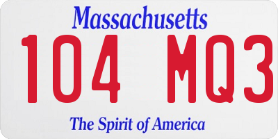 MA license plate 104MQ3