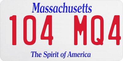 MA license plate 104MQ4