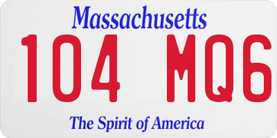MA license plate 104MQ6